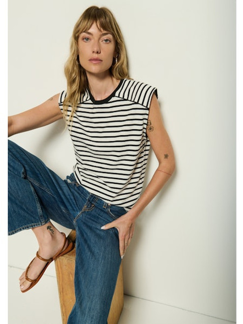 Perry Muscle Tank - Cross Walk Stripe